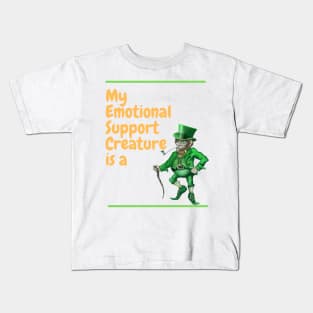 My Emotional Support Creature is a Leprechaun Kids T-Shirt